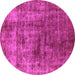 Round Machine Washable Solid Pink Modern Rug, wshurb1185pnk