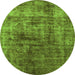 Round Solid Green Modern Rug, urb1185grn