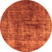 Round Machine Washable Solid Orange Modern Area Rugs, wshurb1185org