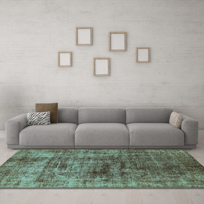 Machine Washable Solid Turquoise Modern Area Rugs in a Living Room,, wshurb1185turq