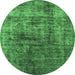 Round Solid Emerald Green Modern Rug, urb1185emgrn