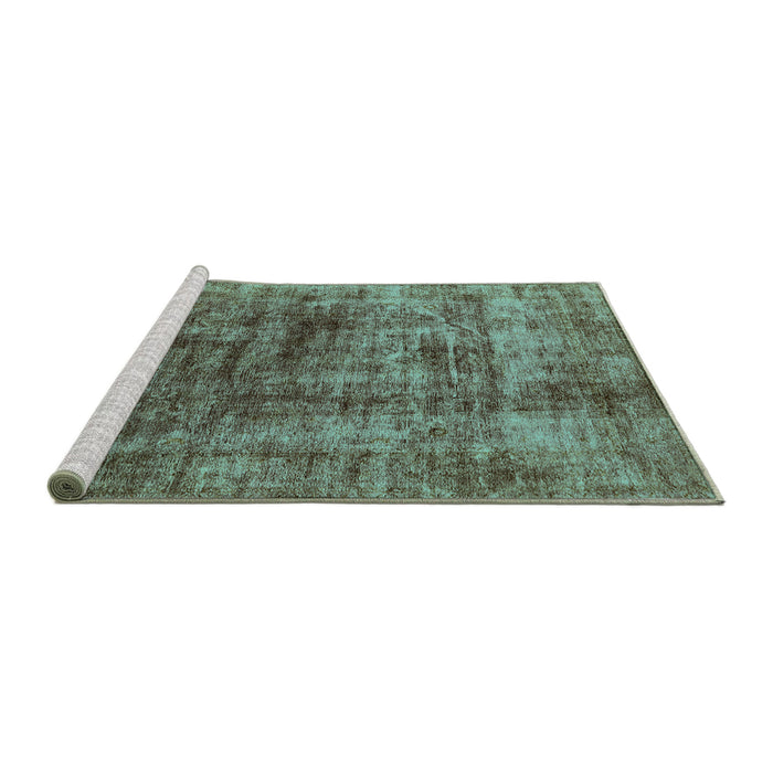 Sideview of Machine Washable Solid Turquoise Modern Area Rugs, wshurb1185turq