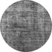 Round Machine Washable Solid Gray Modern Rug, wshurb1185gry