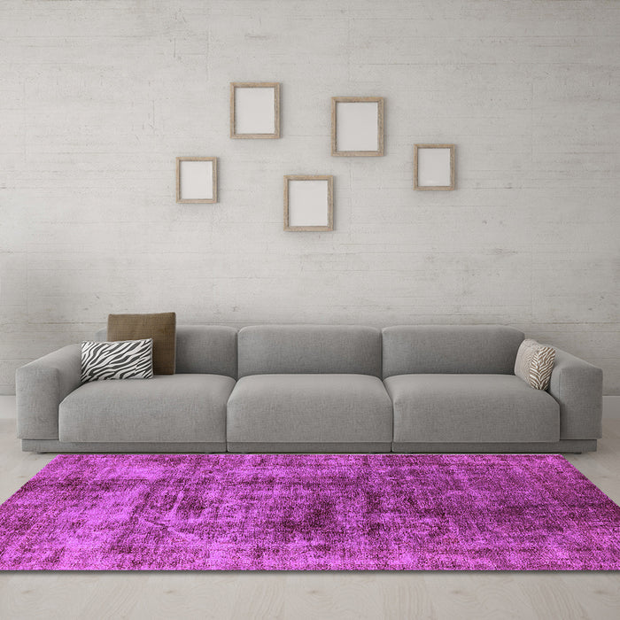 Machine Washable Solid Purple Modern Area Rugs in a Living Room, wshurb1185pur
