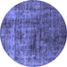 Round Solid Blue Modern Rug, urb1185blu