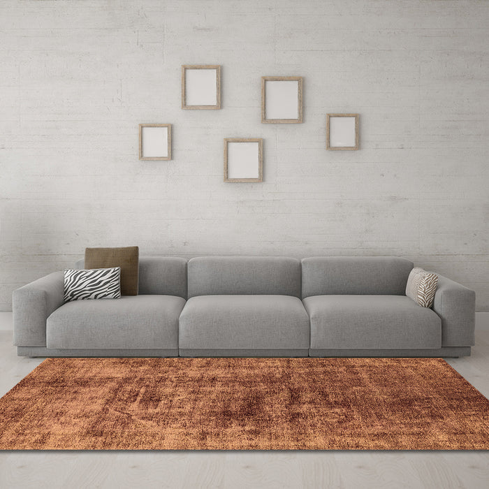Machine Washable Solid Brown Modern Rug in a Living Room,, wshurb1185brn