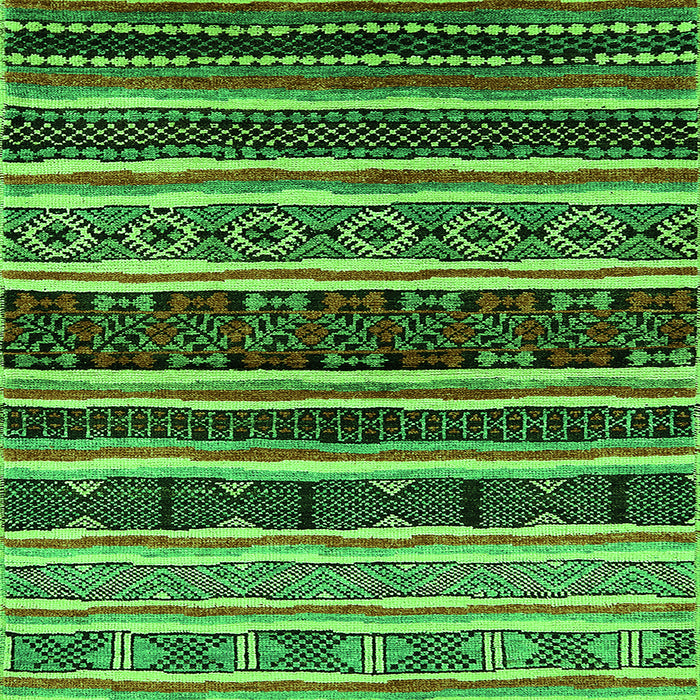 Square Machine Washable Oriental Green Industrial Area Rugs, wshurb1186grn