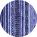 Round Oriental Blue Industrial Rug, urb1186blu