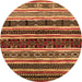 Round Oriental Orange Industrial Rug, urb1186org