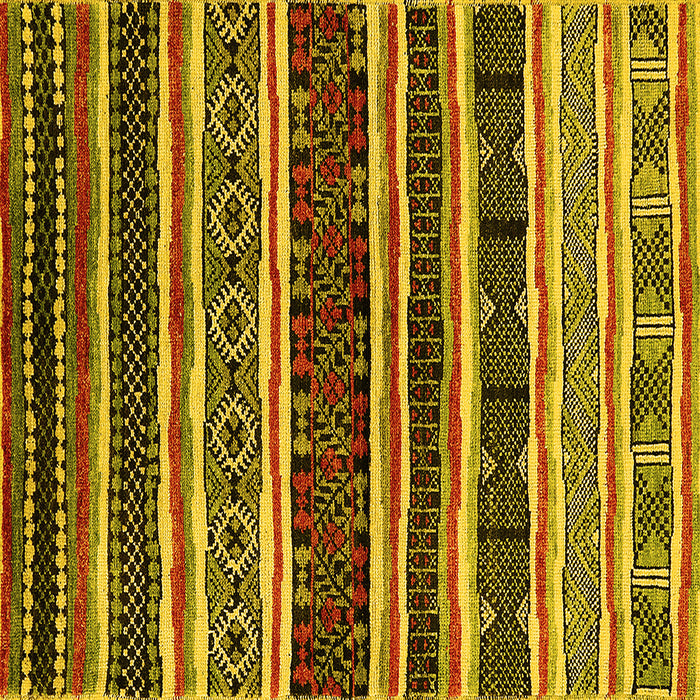 Square Machine Washable Oriental Yellow Industrial Rug, wshurb1186yw