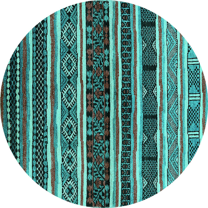 Round Machine Washable Oriental Turquoise Industrial Area Rugs, wshurb1186turq