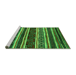 Sideview of Machine Washable Oriental Green Industrial Area Rugs, wshurb1186grn