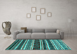 Machine Washable Oriental Turquoise Industrial Area Rugs in a Living Room,, wshurb1186turq
