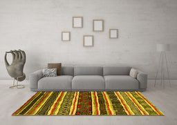 Machine Washable Oriental Yellow Industrial Rug in a Living Room, wshurb1186yw