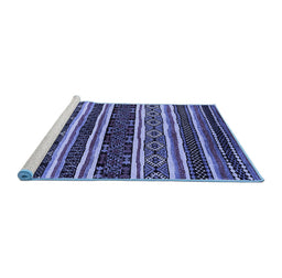Sideview of Machine Washable Oriental Blue Industrial Rug, wshurb1186blu