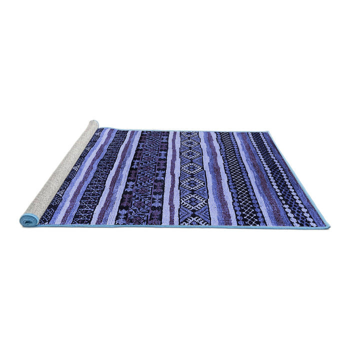 Sideview of Machine Washable Oriental Blue Industrial Rug, wshurb1186blu