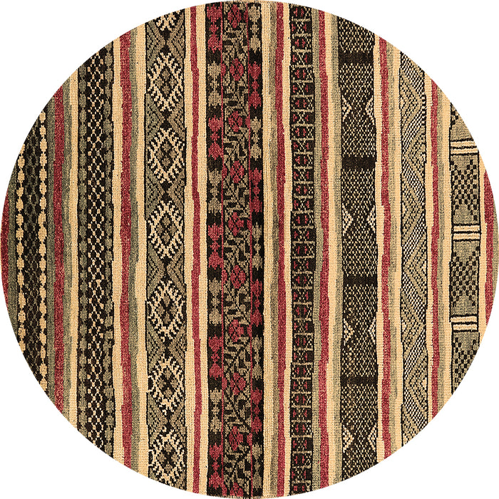 Round Machine Washable Oriental Brown Industrial Rug, wshurb1186brn