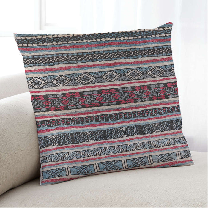 Lifestyle Image of Mid-Century Modern Urban Square Vermilion Red Throw Pillow, 18 inch by 18 inch, pwurb1186