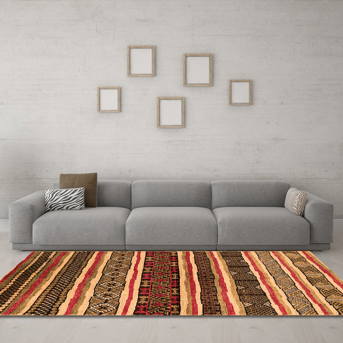 Machine Washable Oriental Orange Industrial Area Rugs in a Living Room, wshurb1186org