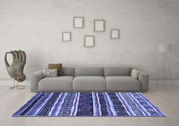 Machine Washable Oriental Blue Industrial Rug in a Living Room, wshurb1186blu
