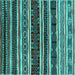 Square Oriental Turquoise Industrial Rug, urb1186turq