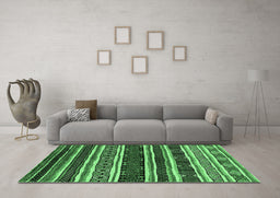 Machine Washable Oriental Emerald Green Industrial Area Rugs in a Living Room,, wshurb1186emgrn