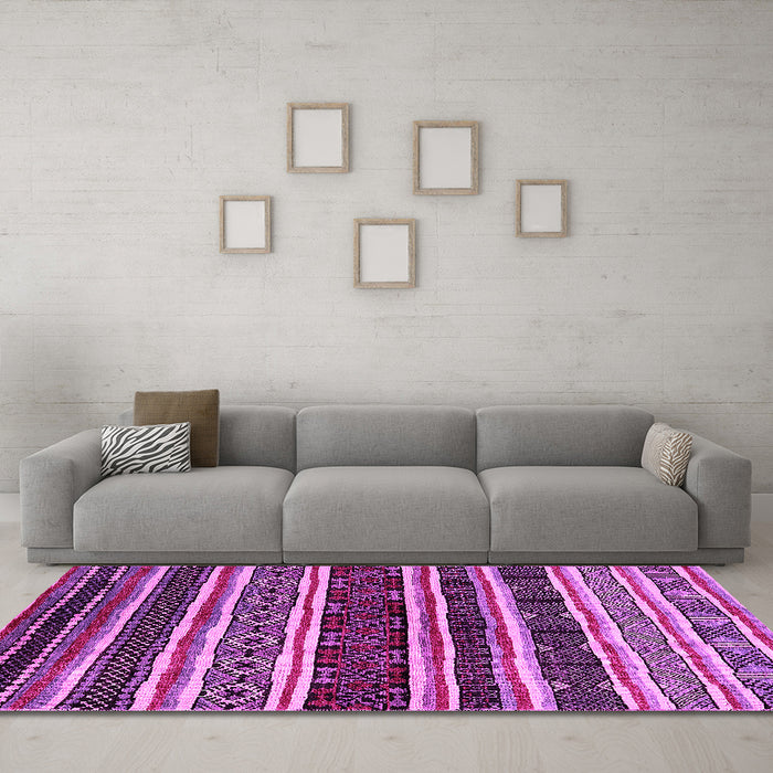 Machine Washable Oriental Pink Industrial Rug in a Living Room, wshurb1186pnk