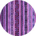 Round Machine Washable Oriental Purple Industrial Area Rugs, wshurb1186pur