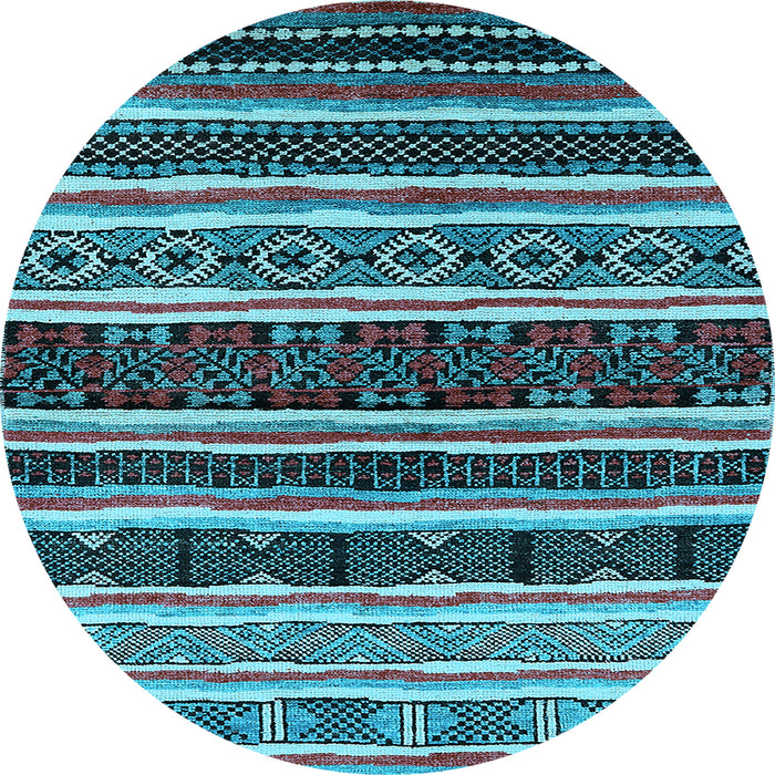 Round Machine Washable Oriental Light Blue Industrial Rug, wshurb1186lblu