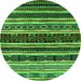 Round Oriental Green Industrial Rug, urb1186grn