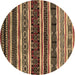 Round Oriental Brown Industrial Rug, urb1186brn