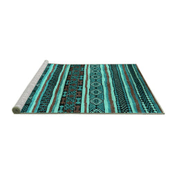 Sideview of Machine Washable Oriental Turquoise Industrial Area Rugs, wshurb1186turq