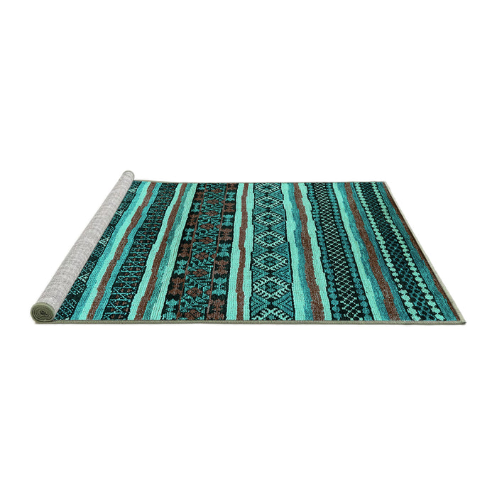 Sideview of Machine Washable Oriental Turquoise Industrial Area Rugs, wshurb1186turq