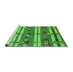 Sideview of Machine Washable Oriental Green Industrial Area Rugs, wshurb1187grn
