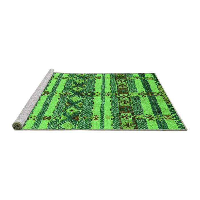 Sideview of Machine Washable Oriental Green Industrial Area Rugs, wshurb1187grn