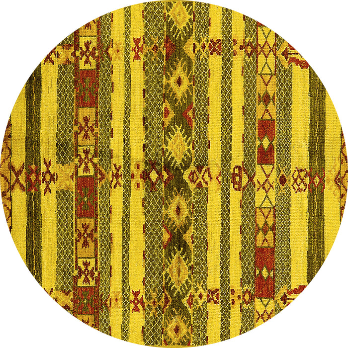 Round Oriental Yellow Industrial Rug, urb1187yw