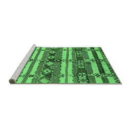 Sideview of Machine Washable Oriental Emerald Green Industrial Area Rugs, wshurb1187emgrn