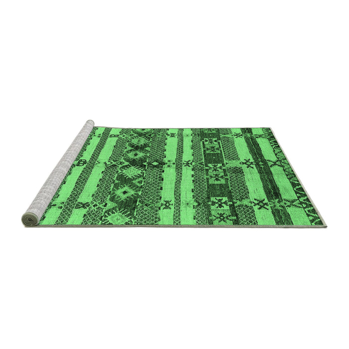 Sideview of Machine Washable Oriental Emerald Green Industrial Area Rugs, wshurb1187emgrn