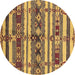 Round Oriental Brown Industrial Rug, urb1187brn