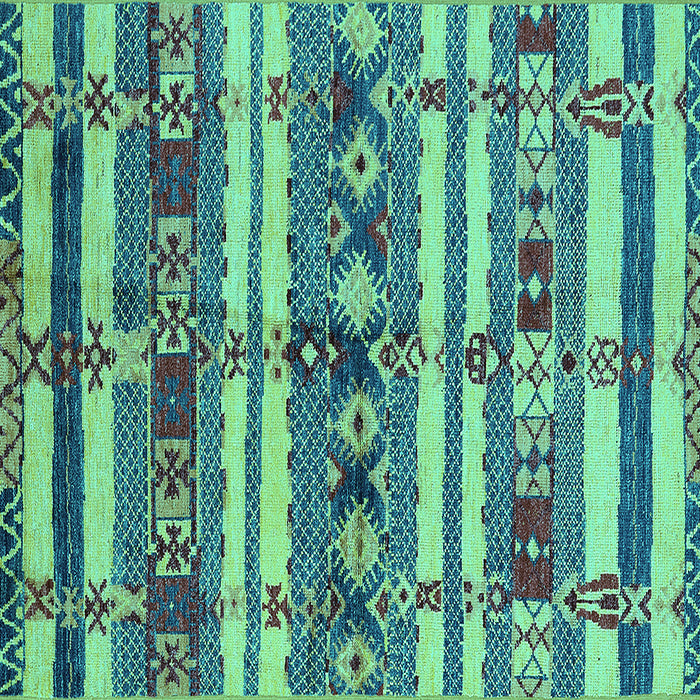 Square Machine Washable Oriental Turquoise Industrial Area Rugs, wshurb1187turq