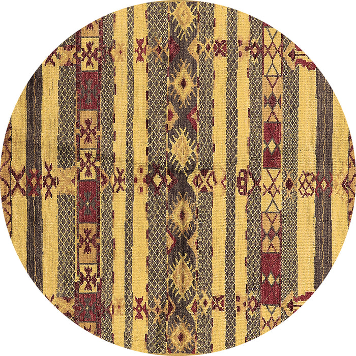 Round Machine Washable Oriental Brown Industrial Rug, wshurb1187brn
