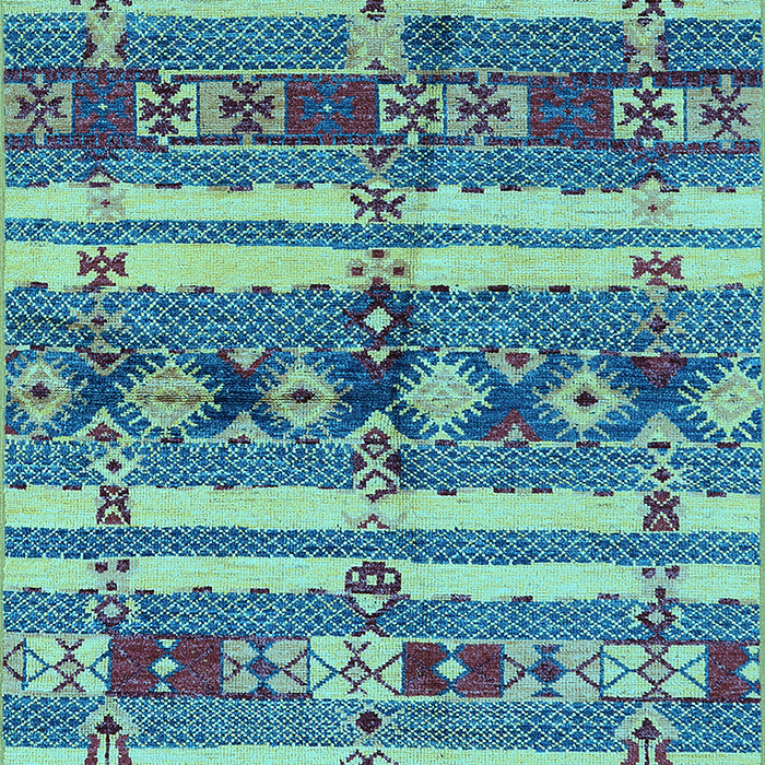 Machine Washable Oriental Light Blue Industrial Rug, wshurb1187lblu