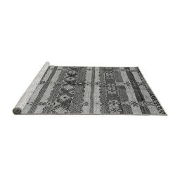Sideview of Machine Washable Oriental Gray Industrial Rug, wshurb1187gry