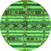 Round Oriental Green Industrial Rug, urb1187grn