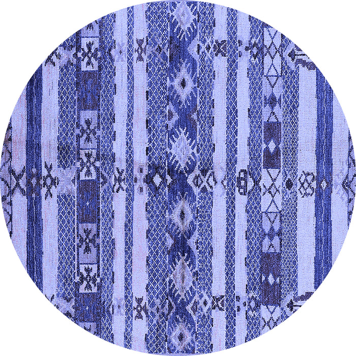 Round Machine Washable Oriental Blue Industrial Rug, wshurb1187blu