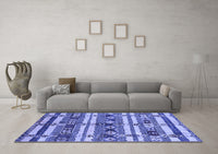 Machine Washable Oriental Blue Industrial Rug, wshurb1187blu