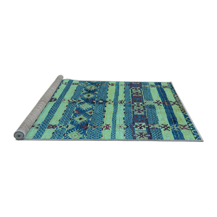 Sideview of Machine Washable Oriental Light Blue Industrial Rug, wshurb1187lblu