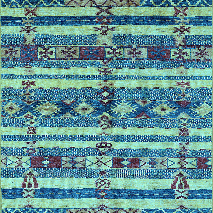 Square Machine Washable Oriental Light Blue Industrial Rug, wshurb1187lblu
