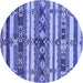 Round Oriental Blue Industrial Rug, urb1187blu