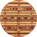 Round Oriental Orange Industrial Rug, urb1187org